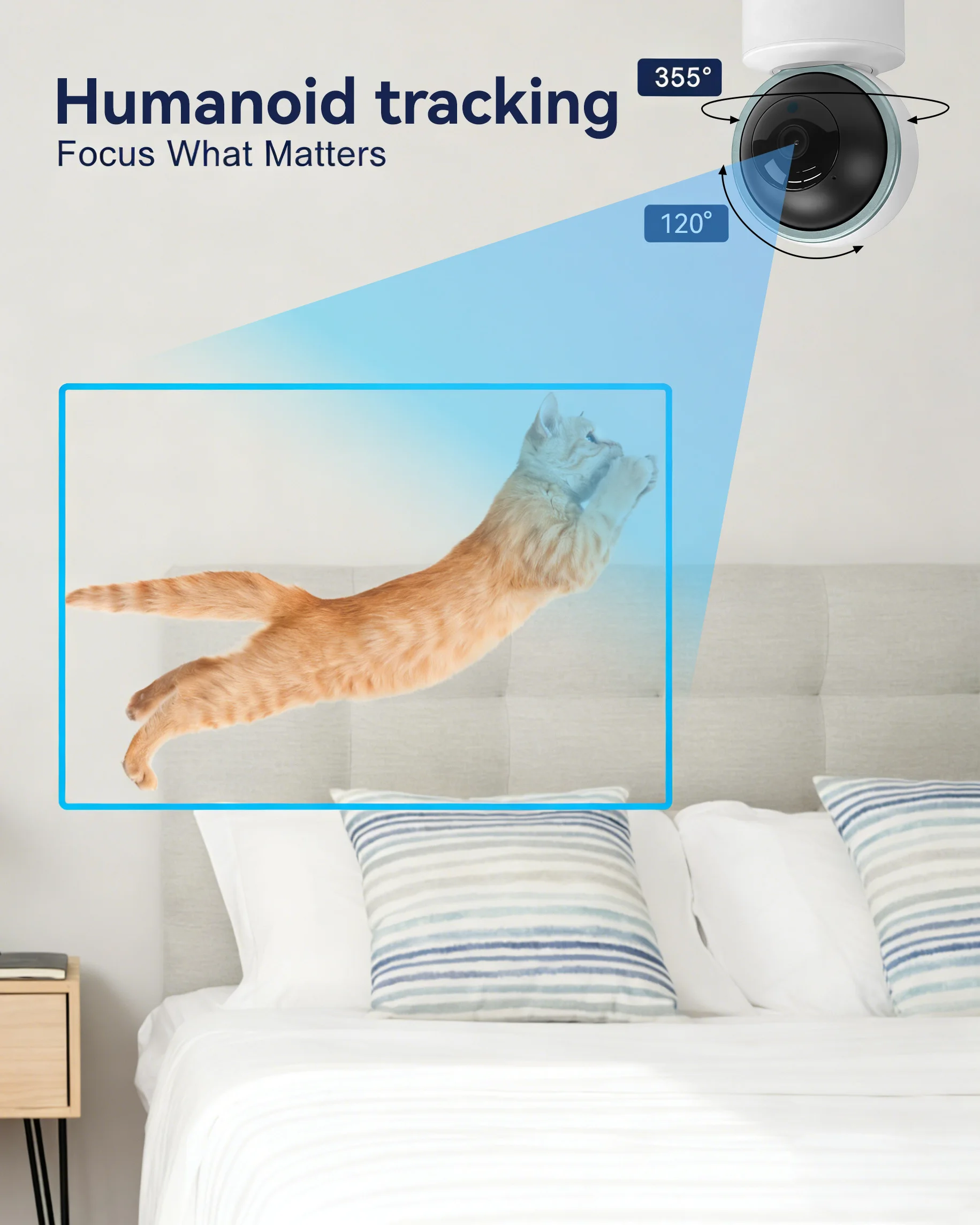 PEGATAH Tuya Smart Camera 2K Security Protection Wifi Surveillance 2.4GHz Indoor Baby Night Vision 355° Pan & Tilt 2-Way Audio 3