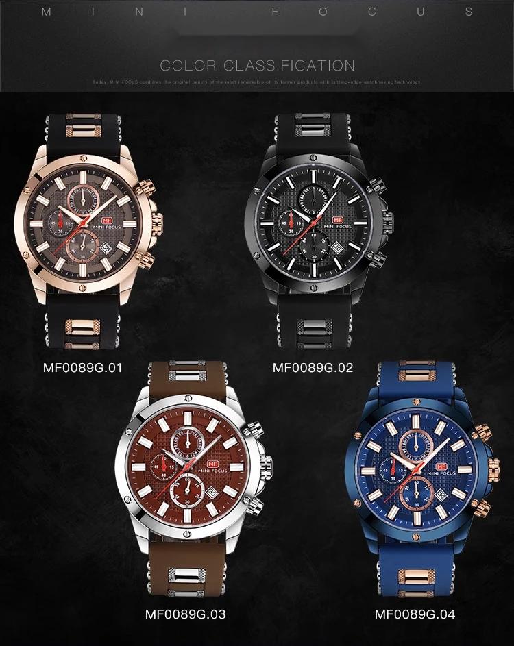 Relógio masculino esportivo MINIFOCUS Fox à prova d'água, quartzo, luminescente 0089G_voghion.com