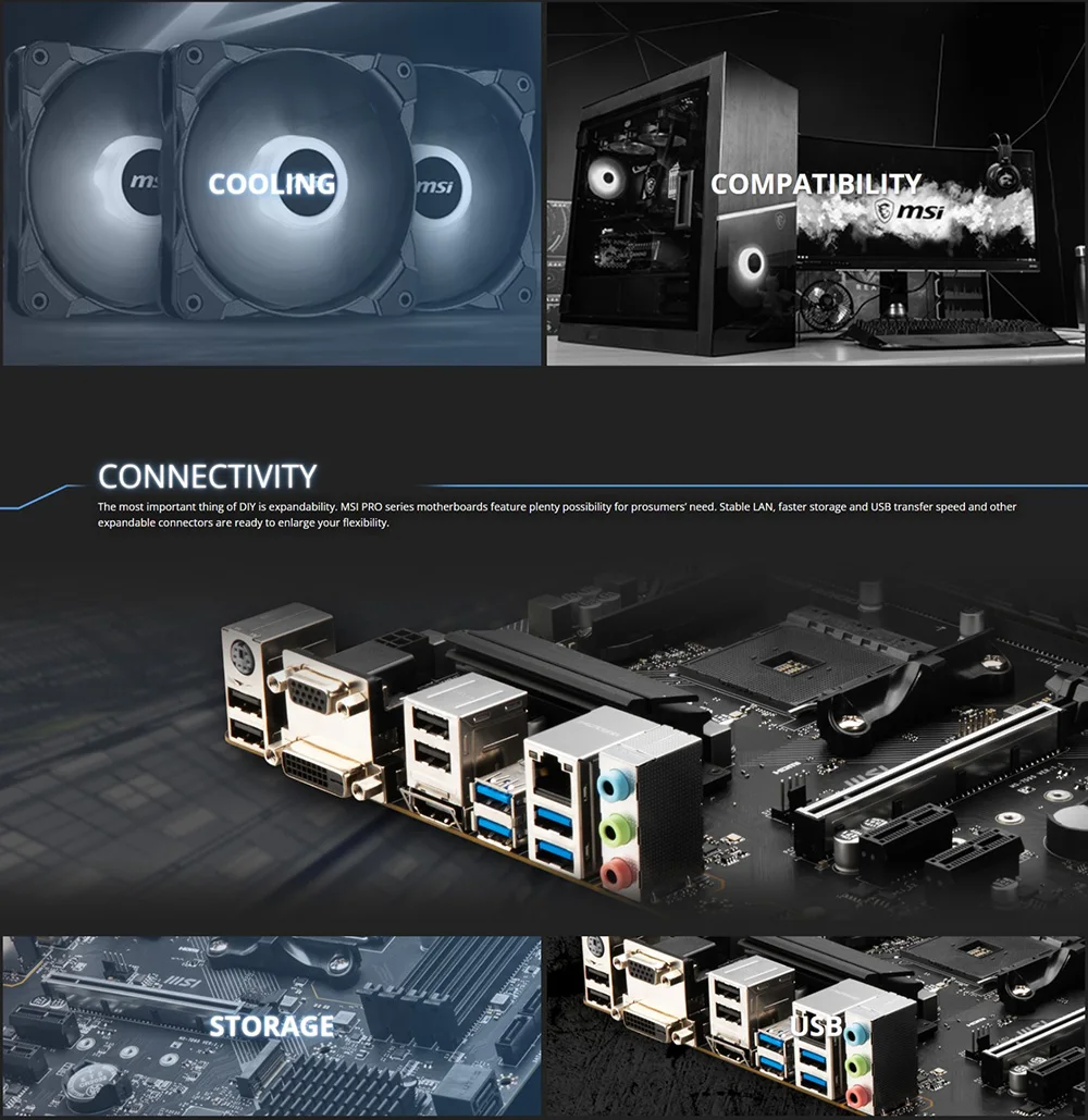 Description Picture 3 of itemMSI PRO B550M-P GEN3 AMD Gaming Motherboard AM4 DDR4 M.2 Supports Ryzen CPU R3 R5 R7 5000&3000 Series Desktop Computer Mainboard