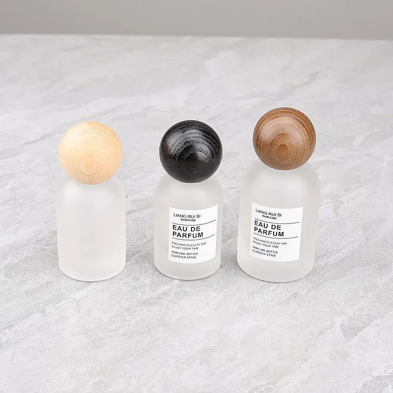 10pcs 30/50ml Frosted Glass Perfume Bottles – Refillable Screw Wooden Lid Atomizer Cont... - SKU PBBS1835 - UGI Packaging