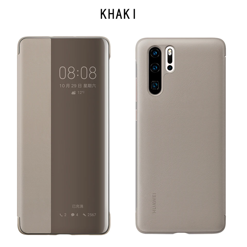 Casing Huawei P30 Pro asli, sarung HP Model Flip cermin jernih