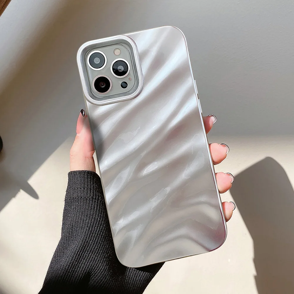 Wavy Pattern Candy Color Soft Shockproof Phone Case Cover