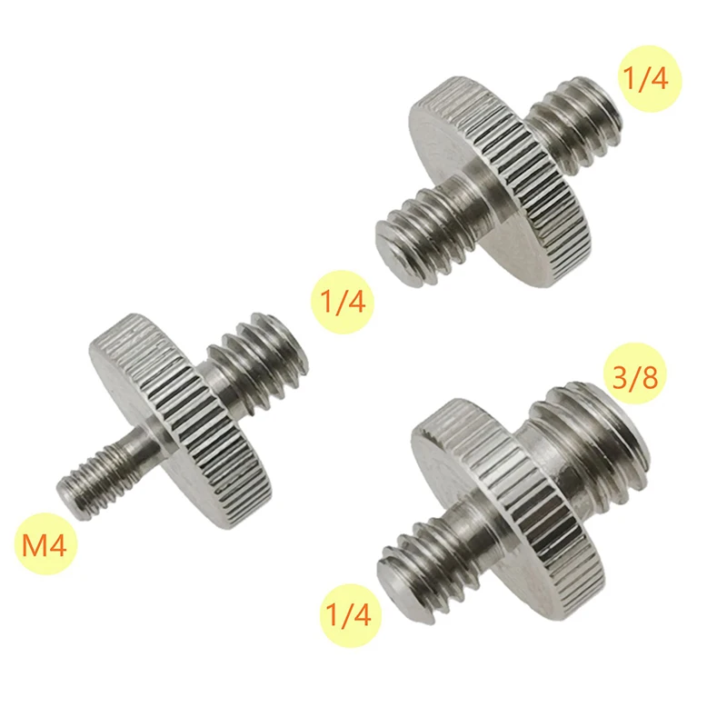 1/4"Male to 3/8"Male Threaded Adapter Double Male Screw Adapter Tripod Screw Double Head Stud Converter Metal Camera Acc