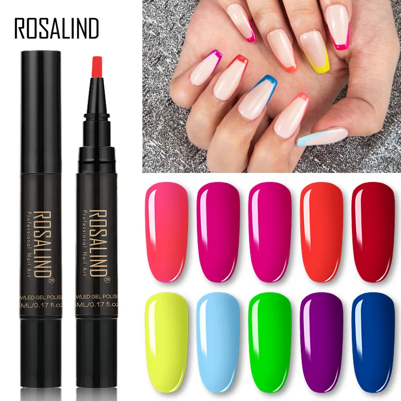 

ROSALIND Neon FluorescentGel Nail Polish Hybrid Varnishes Semi Permanent Nails Art Nail Polish UV Gel Esmalte Base Top Coat