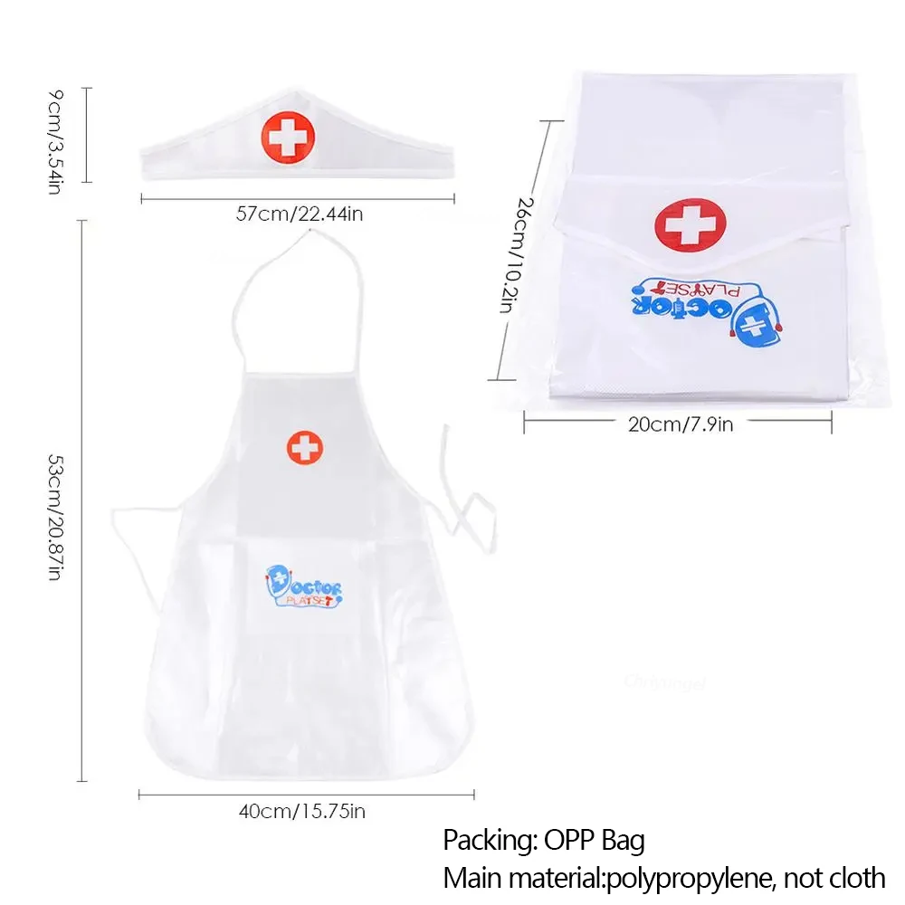 Doctor Nurse Cosplay Uniform and Hat for Kids White Apron Pretend Play Toy Kindergarten Family Costumes Educational Toys 6