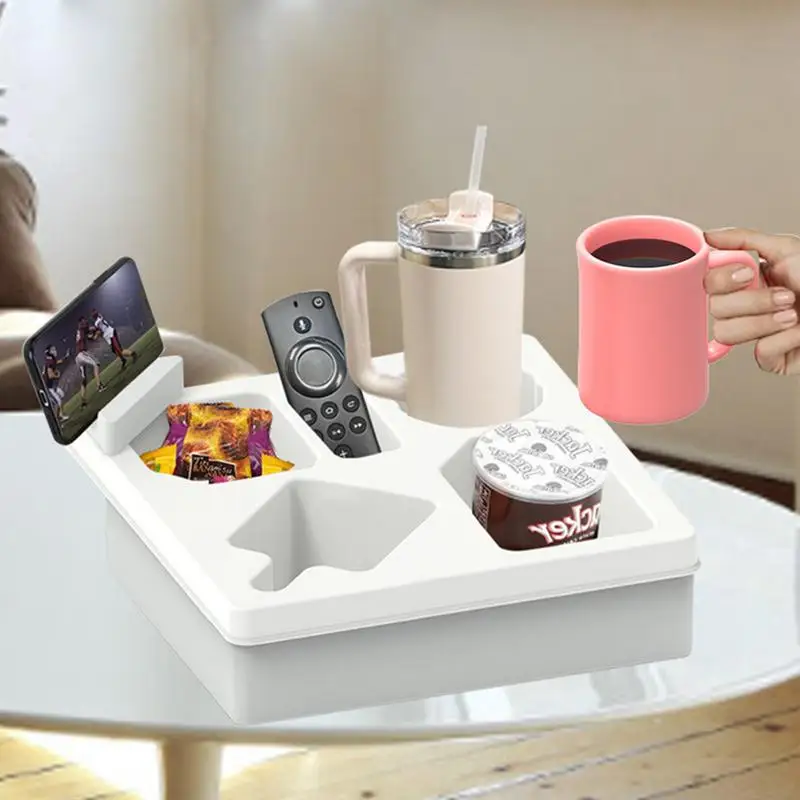 Vassoio per tazza da divano, portabicchieri per auto, vassoio per snack e letto, porta bevande rimovibile, vassoio in legno per TV per mangiare su