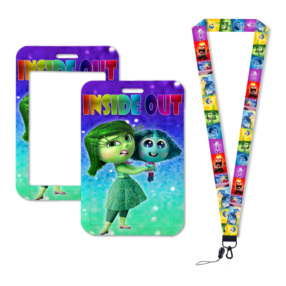 Key Case Key Holder Key Organizer Key Protector Card Case Holder Inside Out 2 Joy Sadness Anger Disgust Fear Lanyards Funny Badge Holder ID Card Hang Rope Lanyards Gifts Accessories