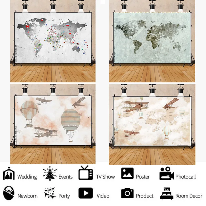 

SHENGYONGBAO African Wildlife Jungle Map Photography Backdrops Props Newborn Baby Birthday Party Photo Studio Background QQW-02