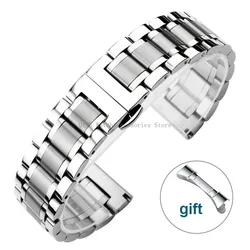 Sleek Stainless Steel Curved End Watchband - Universal Metal Wristband - 22mm (Silver)