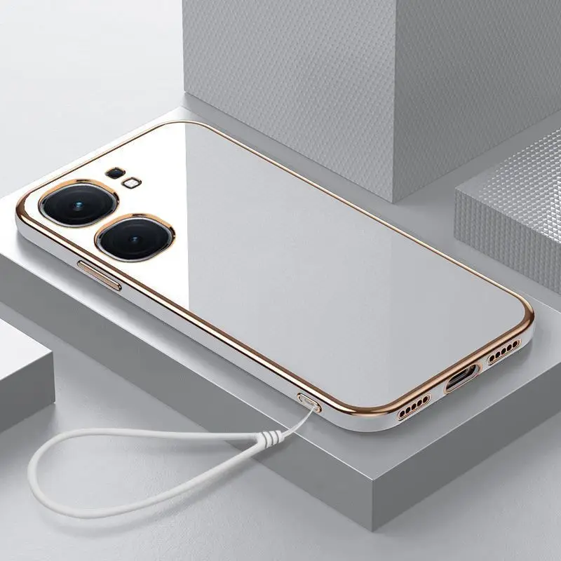 Luxury Square Plating Shockproof Phone Case with Back Cover