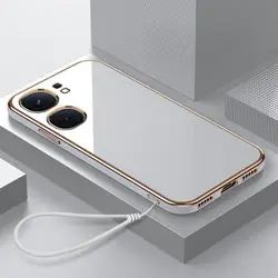 Luxury Square Plating Shockproof Phone Case with Back Cover for IQOO Neo9 (Gs6D White)