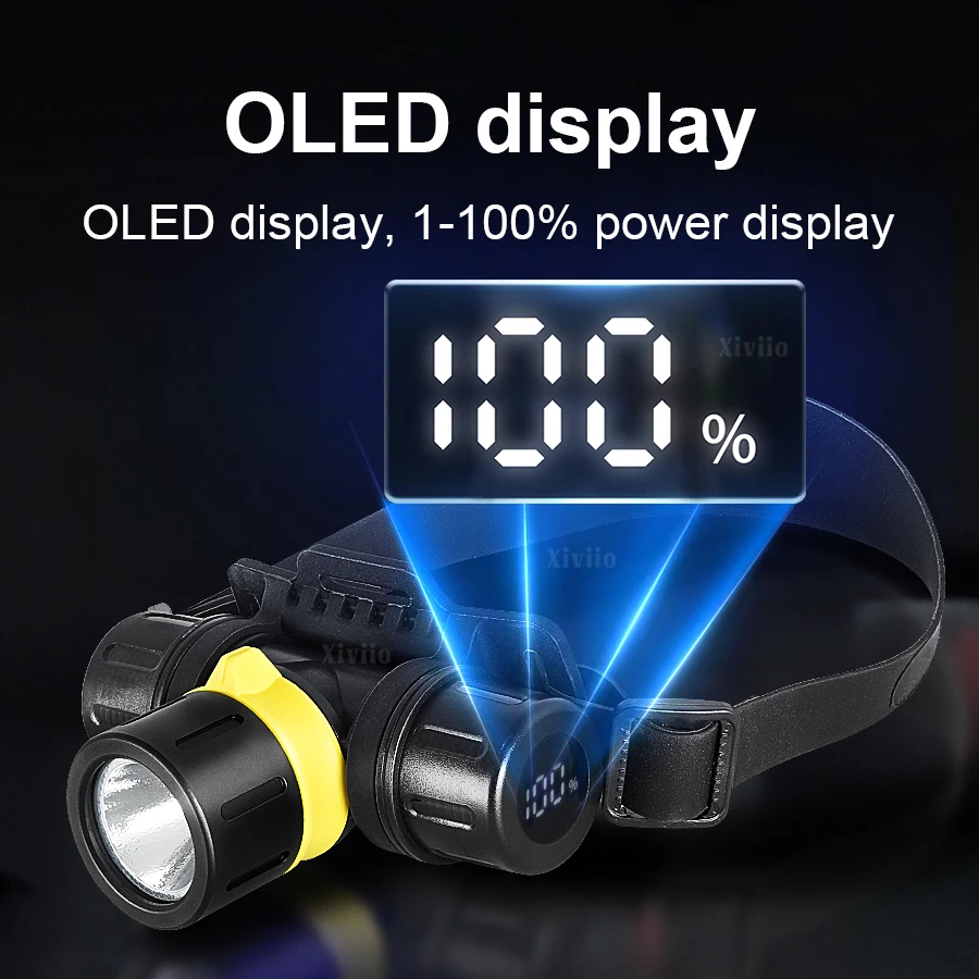 2026 5000LM 전문가용 LED 다이빙 헤드램프 IP8 방수 헤드라이트 수중 200M 디지털 전원 충전식 다이브 헤드 토치