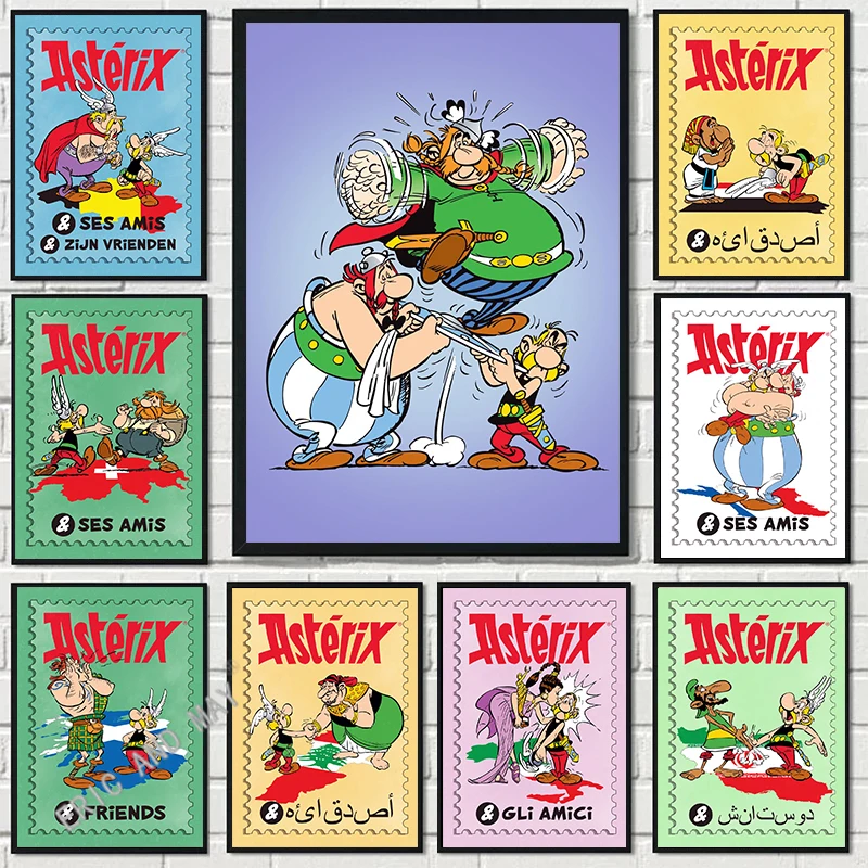 

Classic France Animation Artwork Asterix Poster Print Wall Art Pictures Canvas Painting for Kids Children Baby Living Room Decor