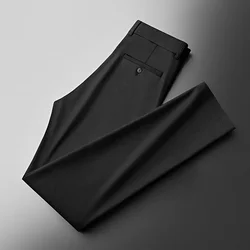 BROWON Brand Modal Business Casual Pants Men Mid Straight Reguler Fit Mens Pants 2024 Autumn Solid Black Pants Winter Clothe Men