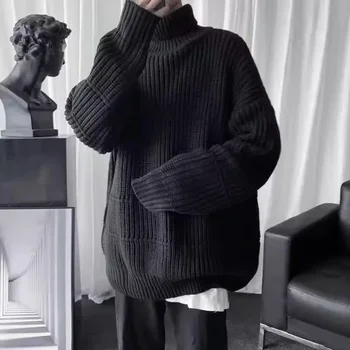 Turtleneck Knitwear Autumnr and Winter High Collar Loose Fit Knitted Sweaters for Men Casual Aesthetic Cheap Top Pullover Man