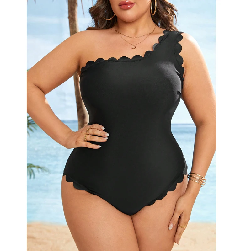

Plus Size Sexy Push Up Swimsuit One Piece Swimwear Women 2024 Black Bathing Suit Stitch Detail One-pieces Swimming Suit for