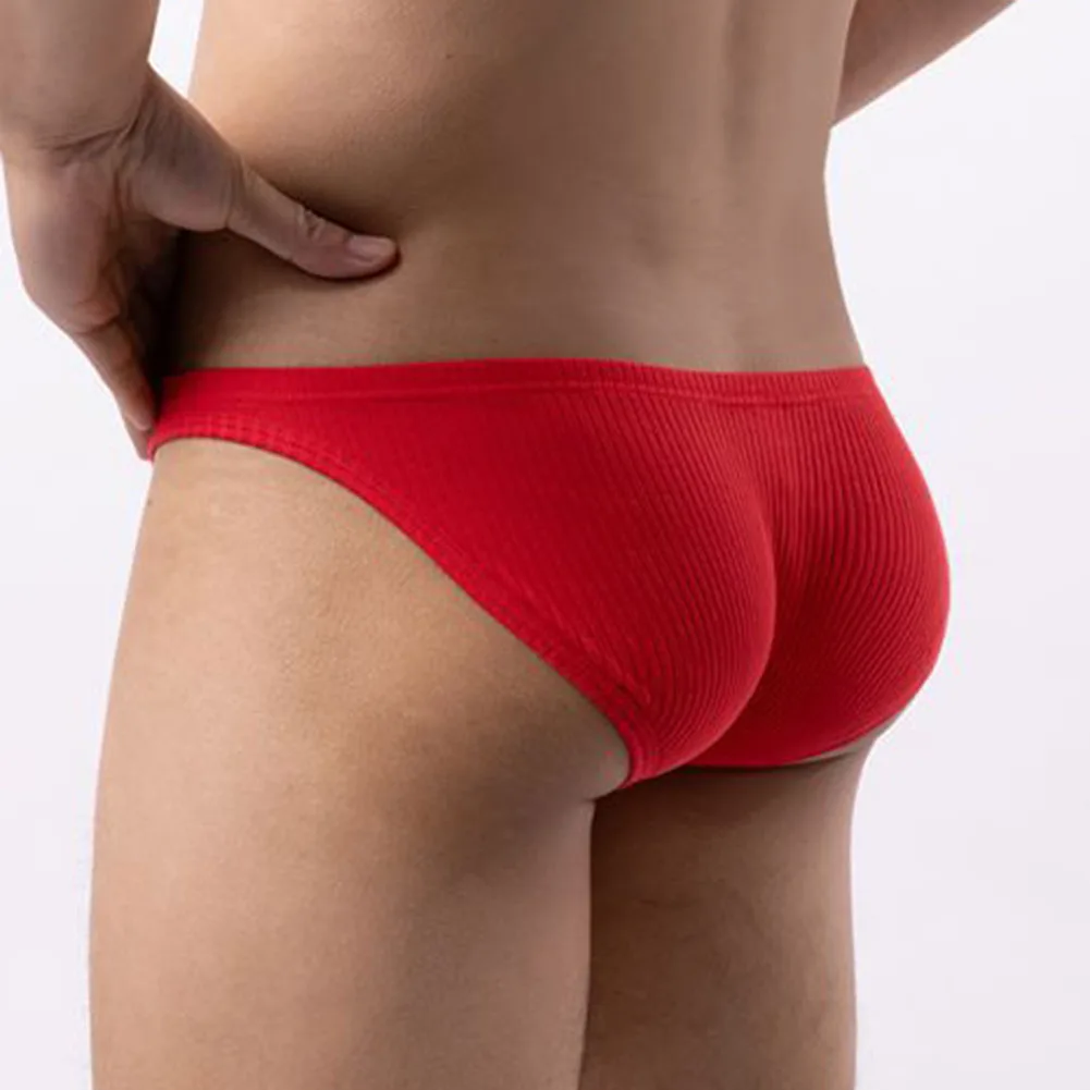 

Men's Thread Briefs Solid Underwear Sexy Cotton Panties Sexy Bikini Brief Low Waist Shorts Peni Big Pouch Underpants