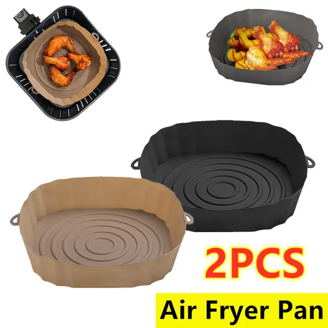 4.5-5.5L Air Fryer Silicone Liner Baking Pan Oven Baking Basket Liner Pizza  Reusable Tray Microwave Kitchen Airfryer Accessorie