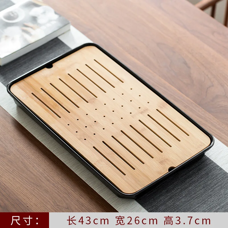 Description Picture 6 of itemTea Tray Tray Office Household Simple Mini Set Melamine Dry Brewing Water Storage Small Tea Table Japanese-style Bamboo Tea Tray