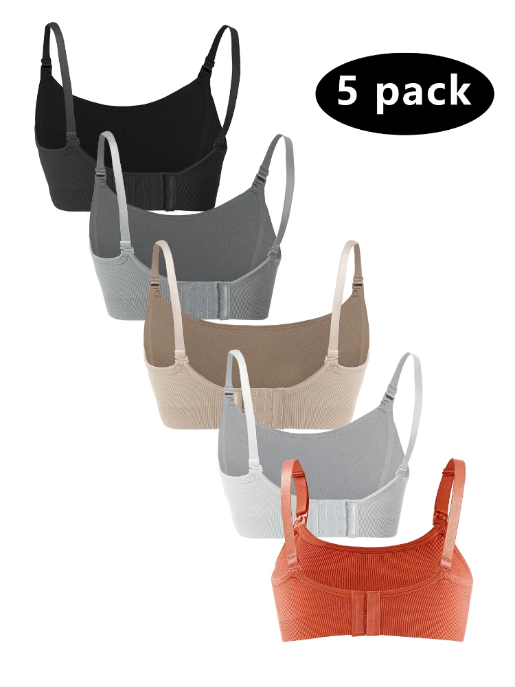 5 PCS Set Breathable Front Open Nursing Bra Maternity Underwear Pregnancy Bra Full Cup Wireless Comfortable Breastfeeding Bra 2