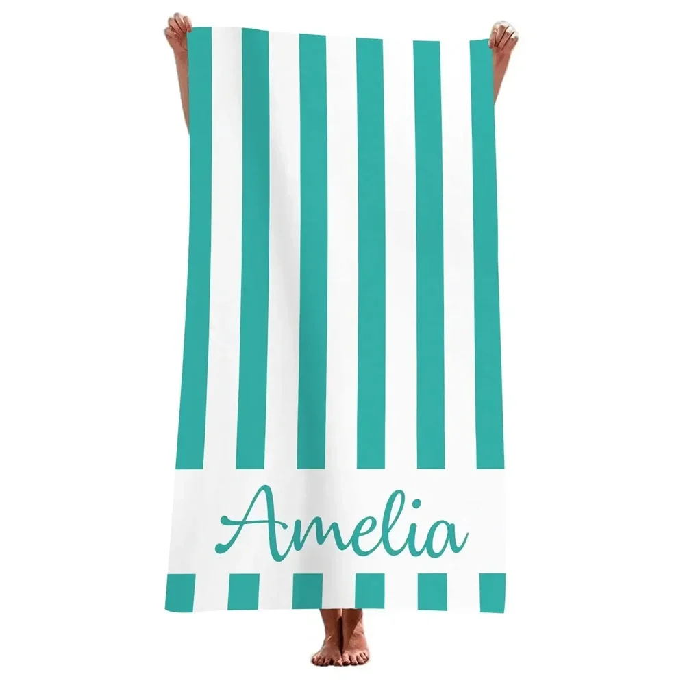 Striped Beach Towels Custom Name Beach Towel 3d Printed Microfiber Beach Towel Water Absorbing Personalized Bath Towel
