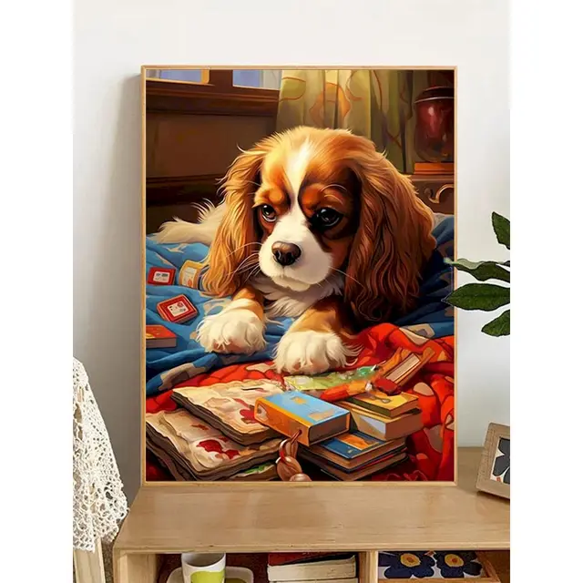 Kits de peinture à l'huile par numéros photo personnalisés, peinture de chien par numéros sur toile, dessin d'animaux sans cadre, décoration de maison à faire soi-même 5