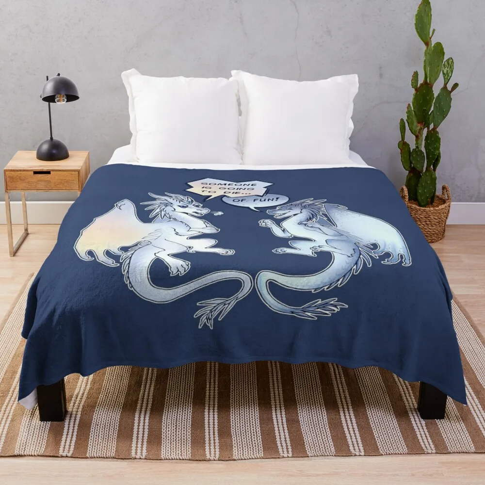 

Wings of Fire - Snowfall and Lynx - Someone is going to Die of Fun Throw Blanket Fluffy Softs Beach Summer Blankets