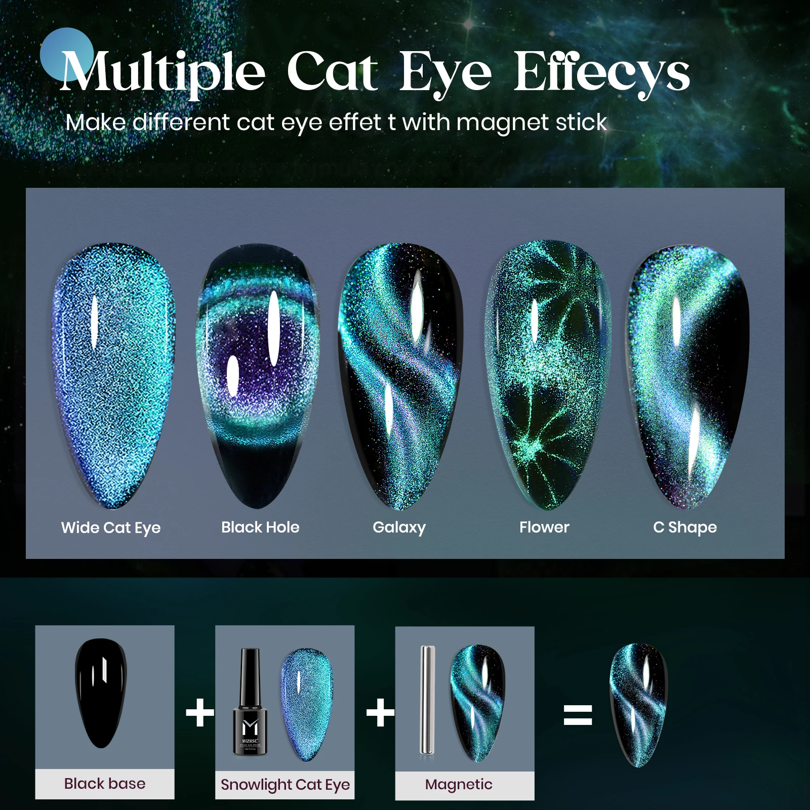 MIZHSE 10ML 9D Cat Eye Gel Nail Polish Magnet Soak Off UV LED Nail Gel For Nail Arts Semi Permanent Magnetic Powder Varnish 4