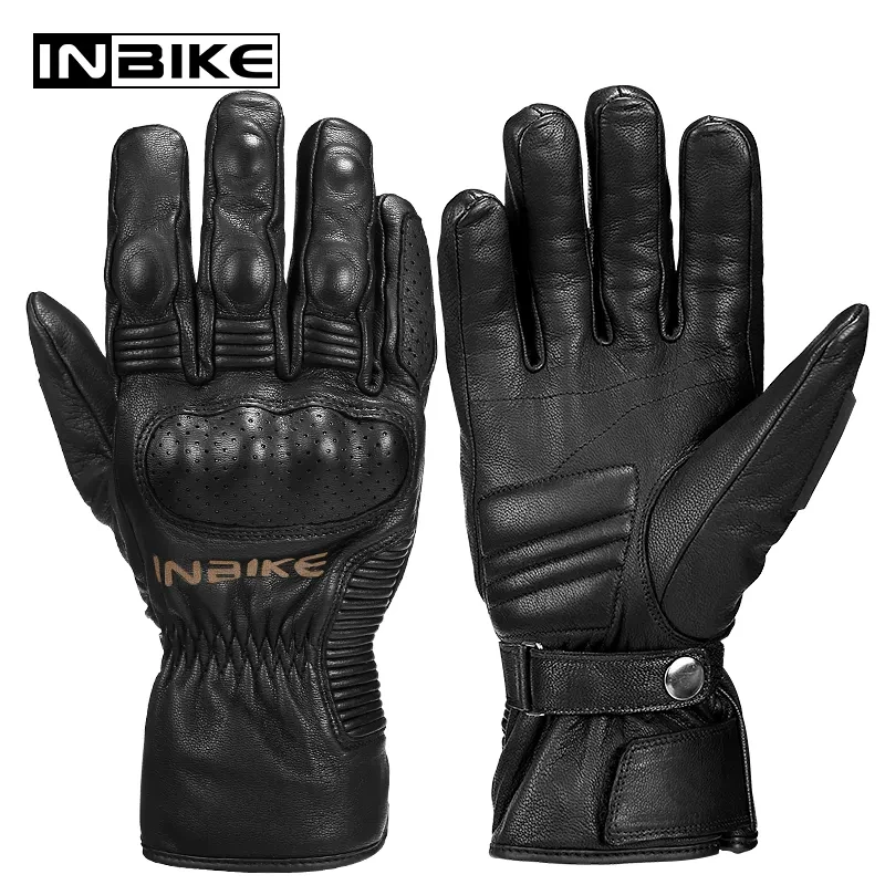 INBIKEWinterMotorcycleGlovesGoatSkinLeatherWindproofMenCycling