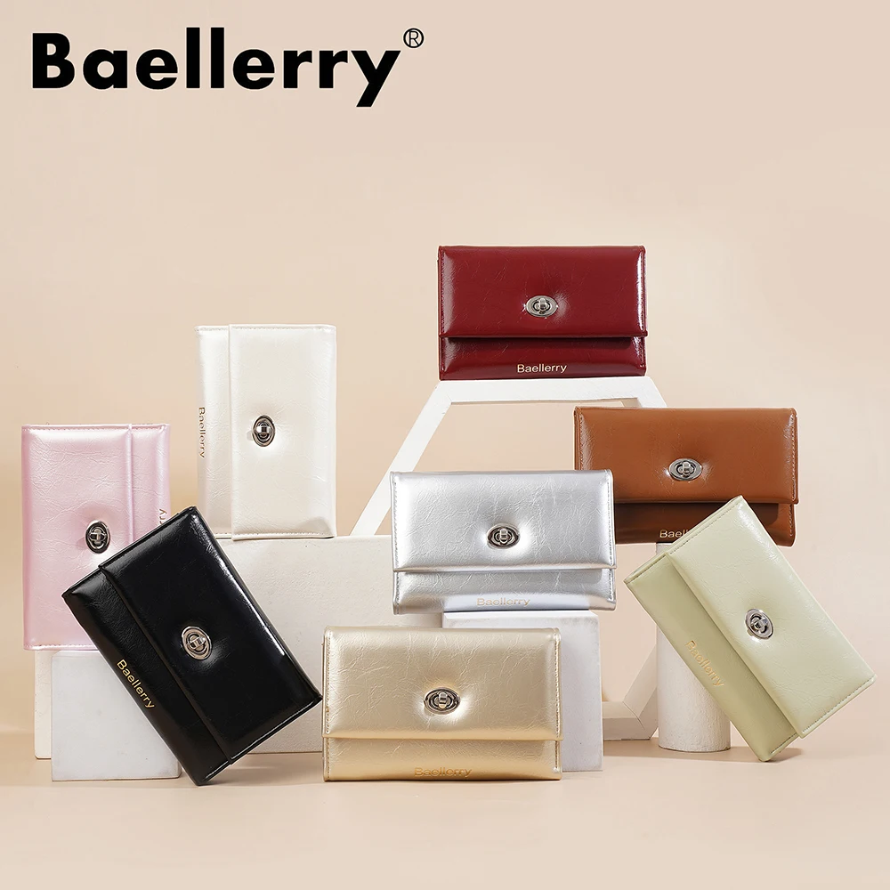 Tri-Fold Wallet for Women Short, Baellerry Cute Ins Style Zipper Coin Pocket, RFID Card Holder for Girls, Small Purse Gift for H