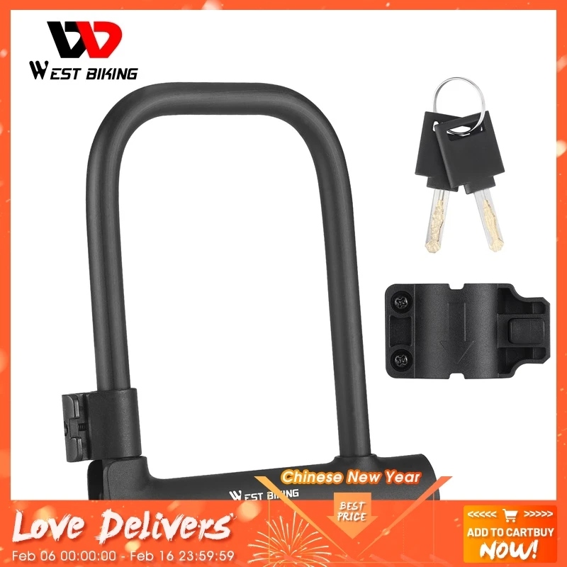 West Biking Heavy Duty Serrature Per Biciclette Lucchetto Per Scooter Elettrico A Forma Di U Lucchetto Antifurto Per Bici Con 2 Chiavi Accessori Per B