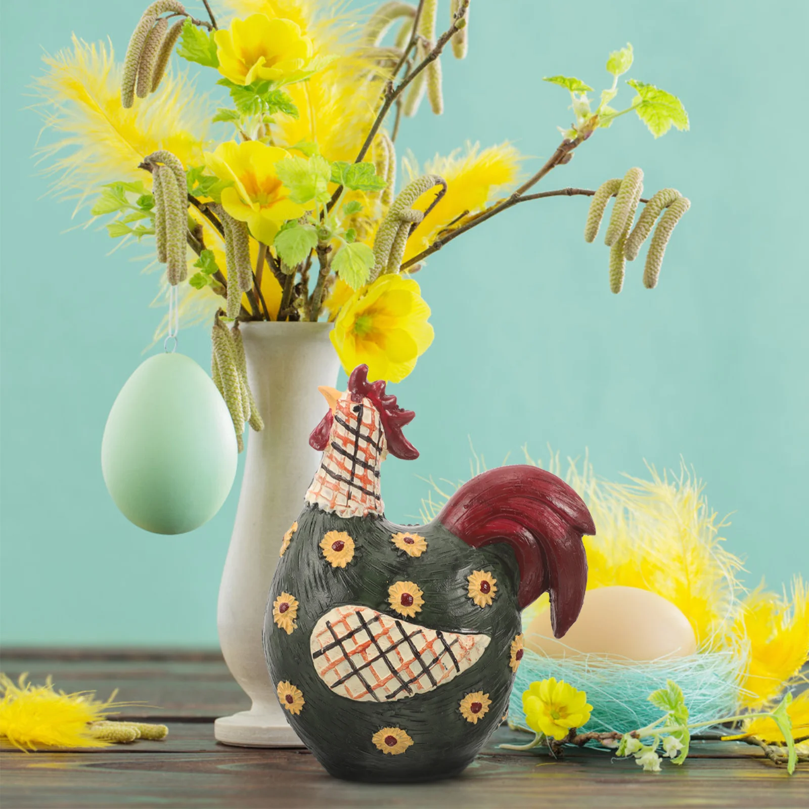 

Rooster Statue Resin Rooster Figurine Easter Chicken Statue Farm Animal Collectible Garden Sculpture Rooster Model Home Garden