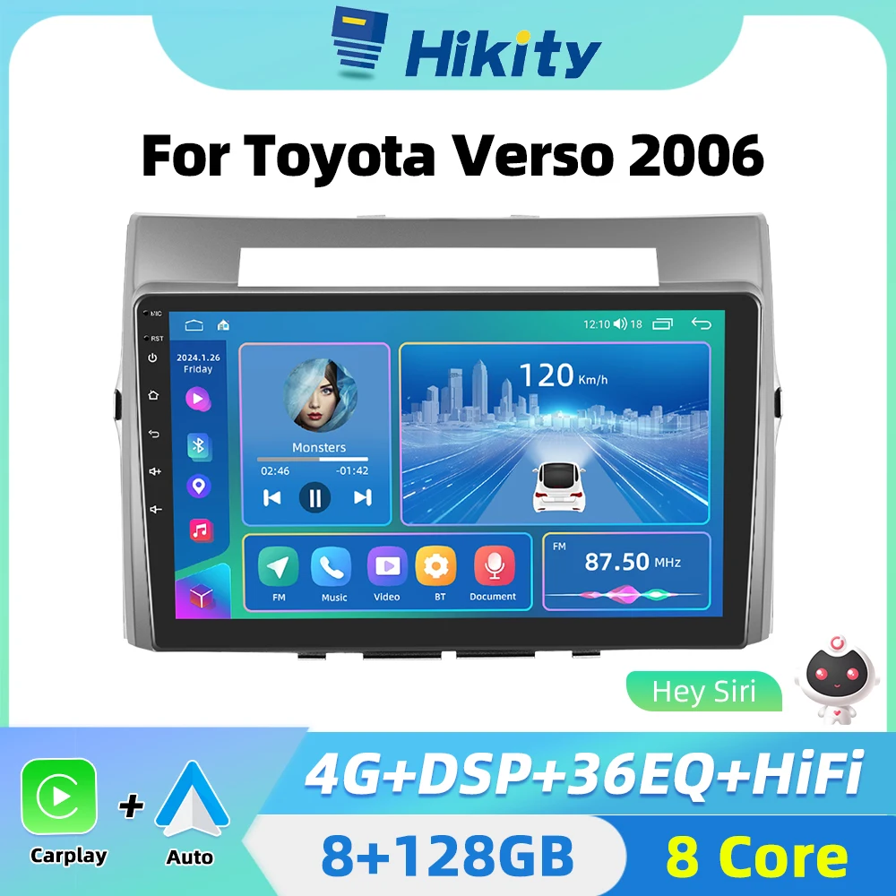 Hikity Android 2 Din Autoradio Carplay Per Toyota Verso 2006 Auto Stereo Radio Auto Navigazione Android Gps Autoradio Wifi