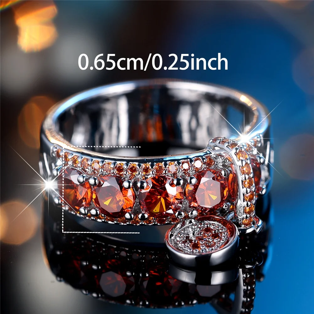 Fashion Red Stone Crystal Zircon Engagement Rings For Women Silver Color Vintage Female Fashion Gold Color Wedding Jewelry