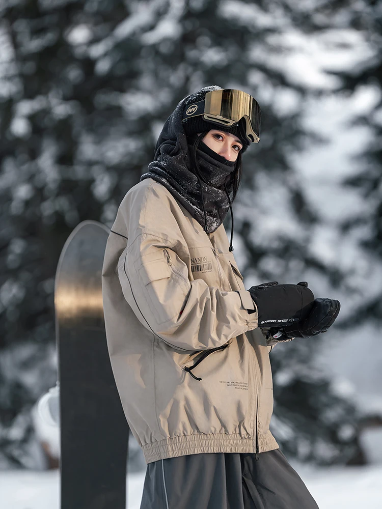 NANDN Ski Suit Women's Waterproof and Windproof Niche Autumn and Winter Loose Top Men's Cold-proof Warm Snow Suit