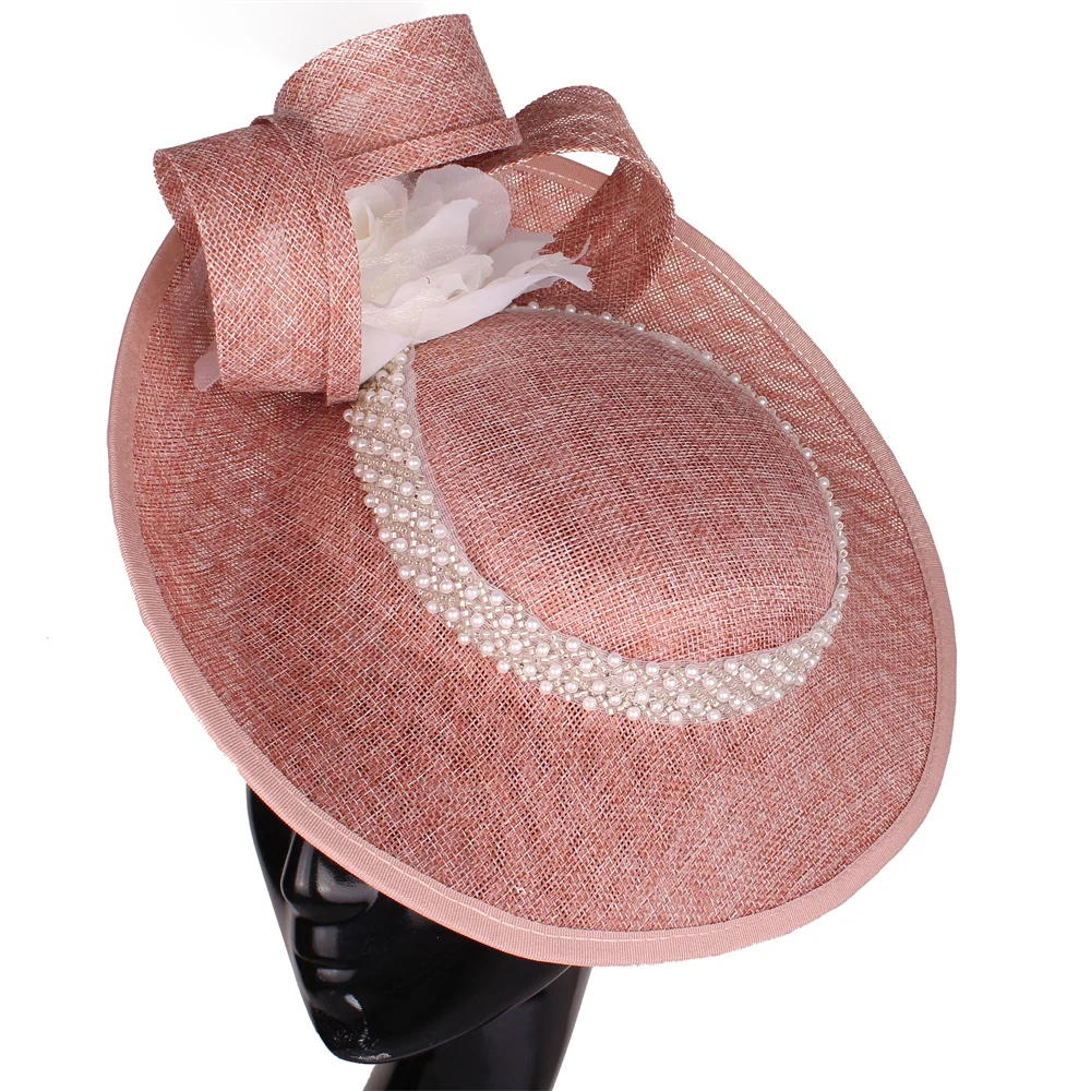 Eleganti Donne Bride Big Peach Cappelli E Fascinators Per Matrimoni Fiori Fatti A Mano Copricapo Tulle Princess Bride Accessori Per Capelli