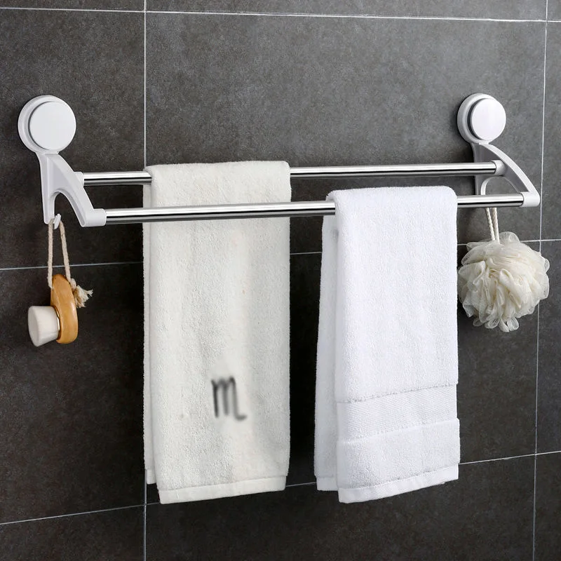 Wall Mounted Bathroom Hand Towel Rack Swivel Rail Dual Bars Holder Hanger Shelf 