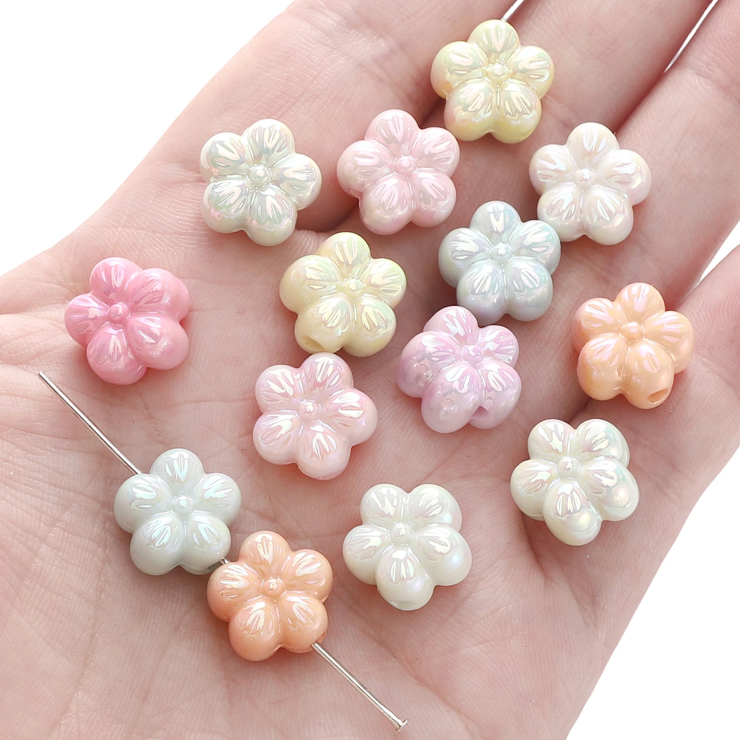 1-5 stücke Plum Blossom Schmetterling Stern Mond Acryl Perlen Gemischte Farbe Lose Spacer Perlen Für Schmuck Machen DIY telefon Kette Erkenntnisse – Detail 10