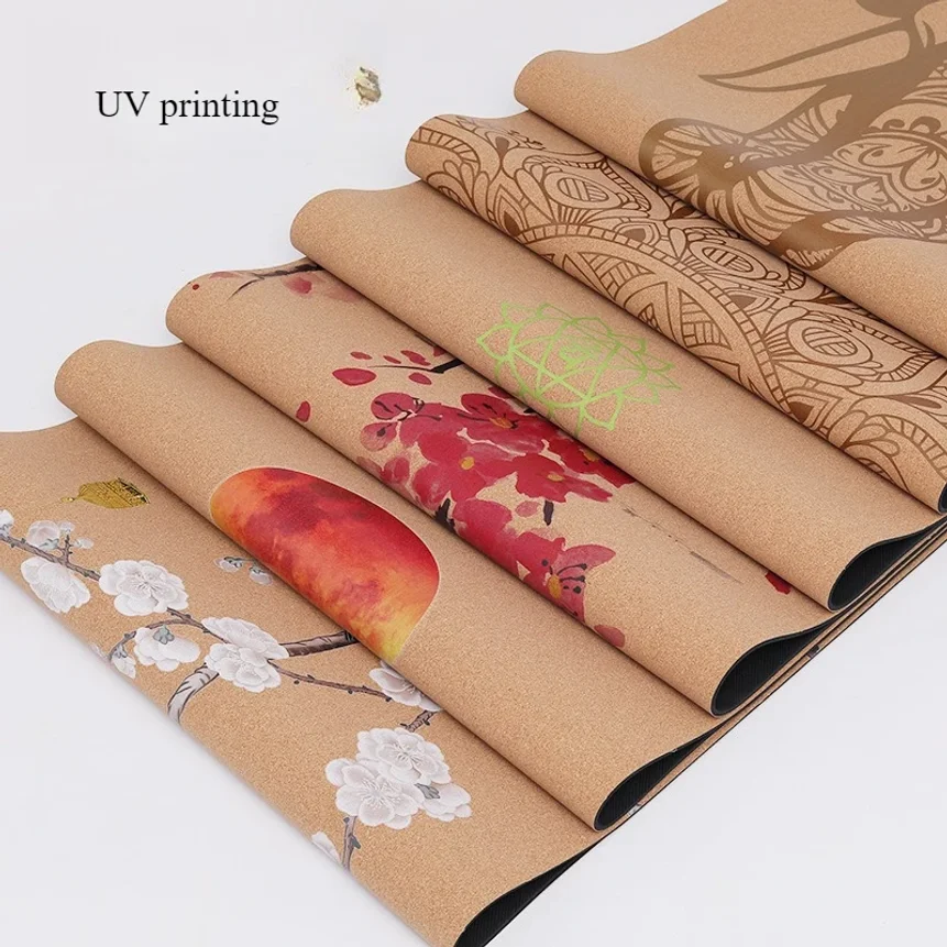 5mm 천연 코르크 고무 요가 매트 미끄럼 방지 친환경 운동 매트 땀 흡수 피트니스 필라테스 운동 매트 홈짐용
