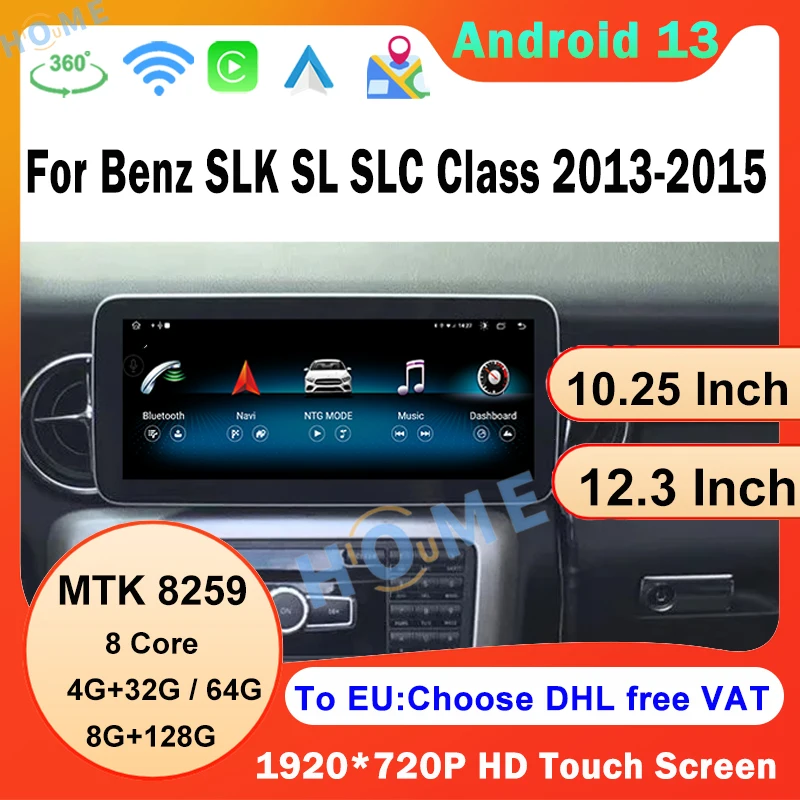 

Android 13 Car Radio For Mercedes Benz SL W203 SLK SLC W197 2013 2016 GPS Navigation Auto Stereo CarPlay Multimedia Playe Screen