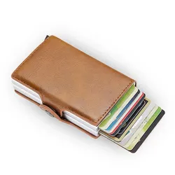 Sleek Anti-Theft RFID Leather Cardholder Wallet (BROWN)