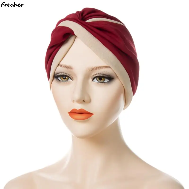 Muslim Scarf Hijabs Turbans African Headtie Braid Hat for Women Pleated Beanie Headwrap Hair Accessories Indian Bonnet Hats 3