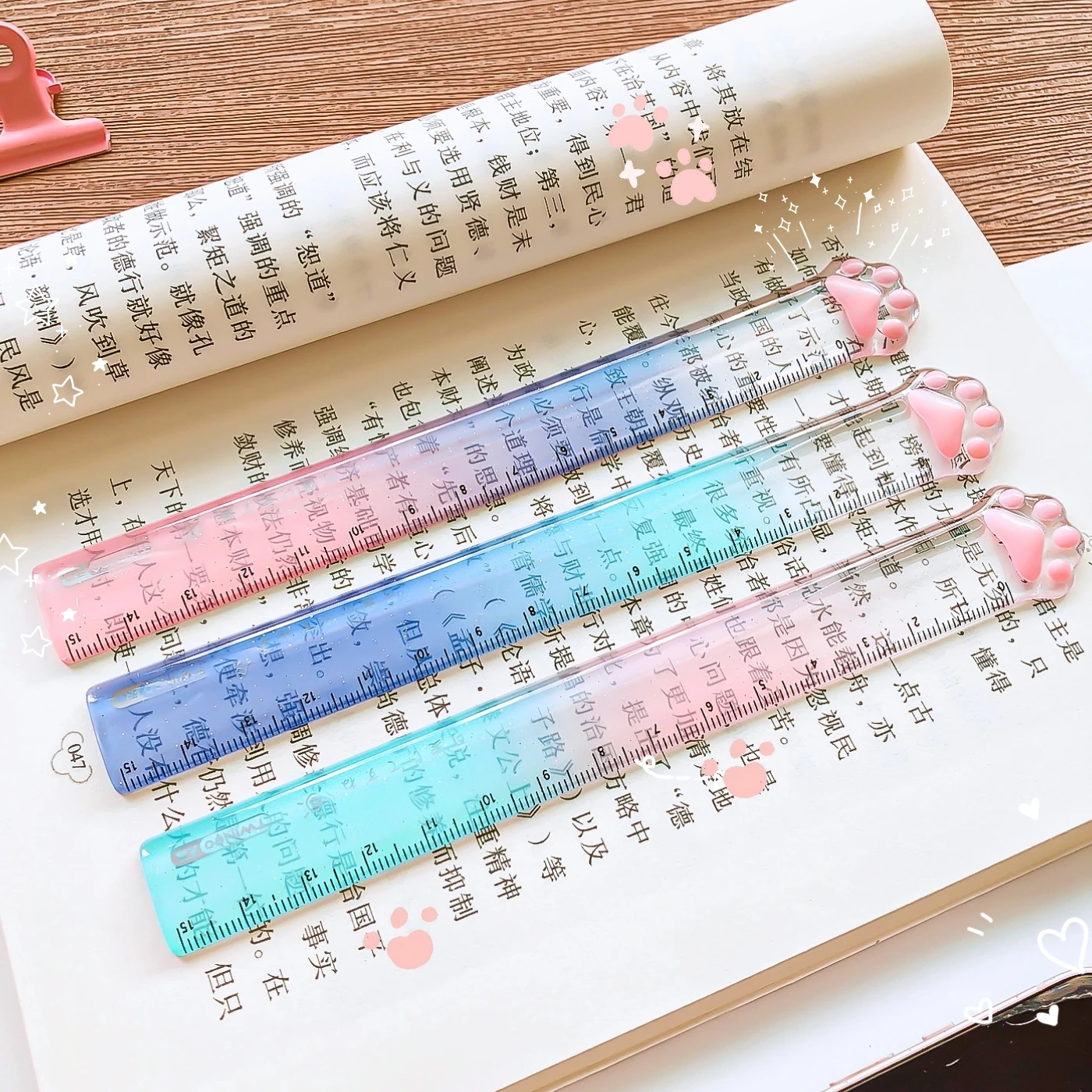 Cute Cat Paw Plastic Straight Rulers Kawaii School Office Supplies Planner Accessories Student Prize Drawing tools - 6
