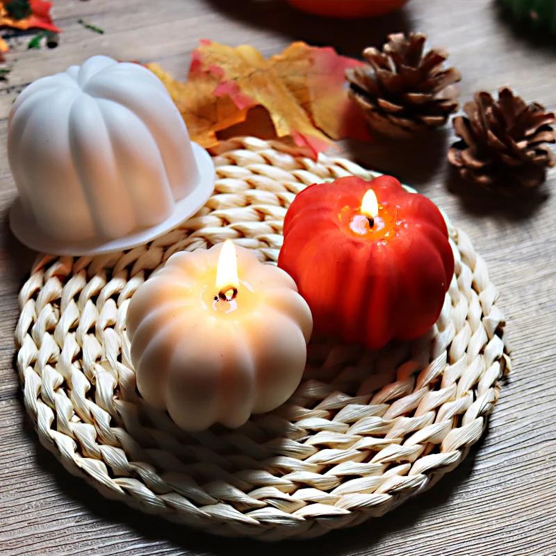 3d Pumpkin Silicone Candles Mould Handmade Diy Aromatherap Candle Soap Chocolate Cake Mold Home