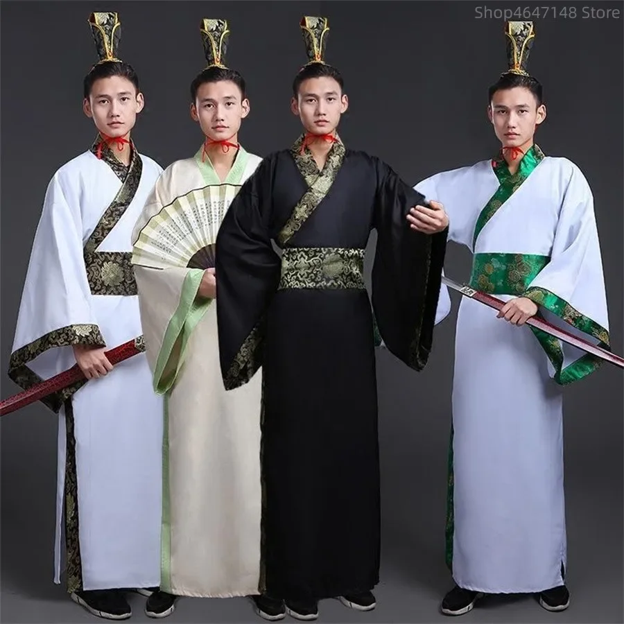 

Chinese Traditional Man Hanfu Dress New Year Oriental Ancient Performance Stage Folk Dance Costumes Han Dynasty Cosplay Robes