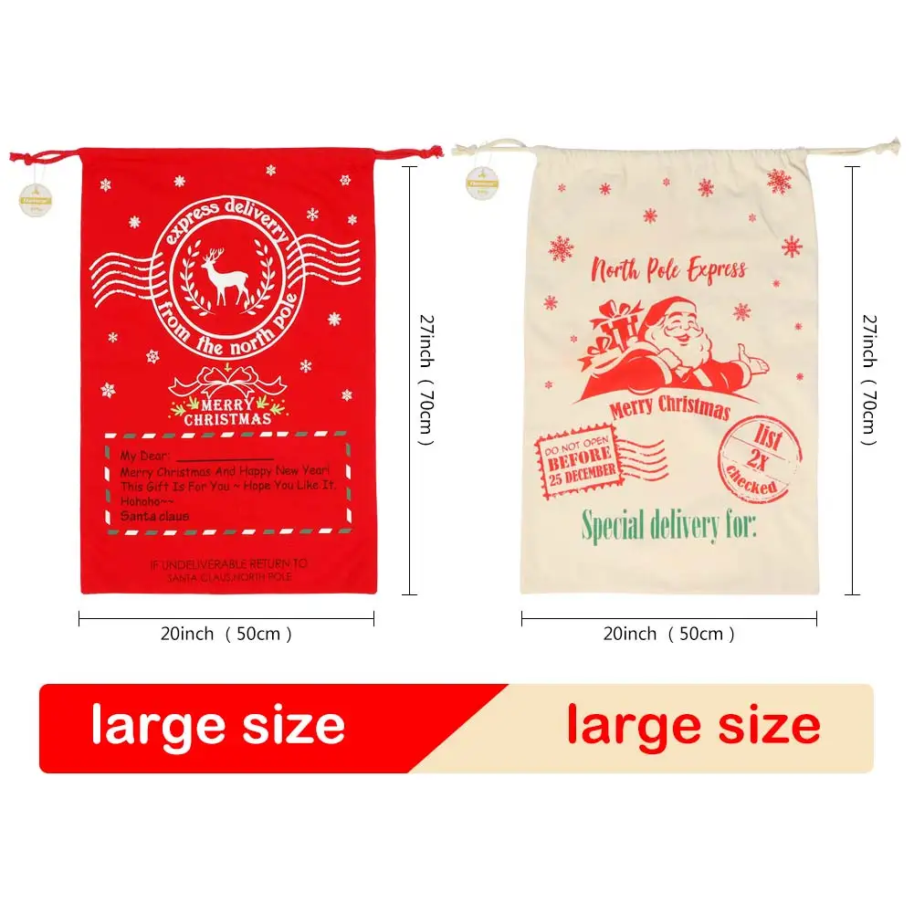 Christmas Large Santa Sack Felt Candy Gifts Bag 50*70cm Canvas Storage Bags Kids Christmas Decoration New Year