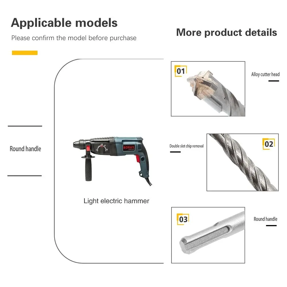1Pcs Cross Tips Concrete SDS Plus Drill Bit 4/5/5.5/6/8/10/12mm 4 Cutters Impact Drills Round Shank Electric Hammer Drill Bit