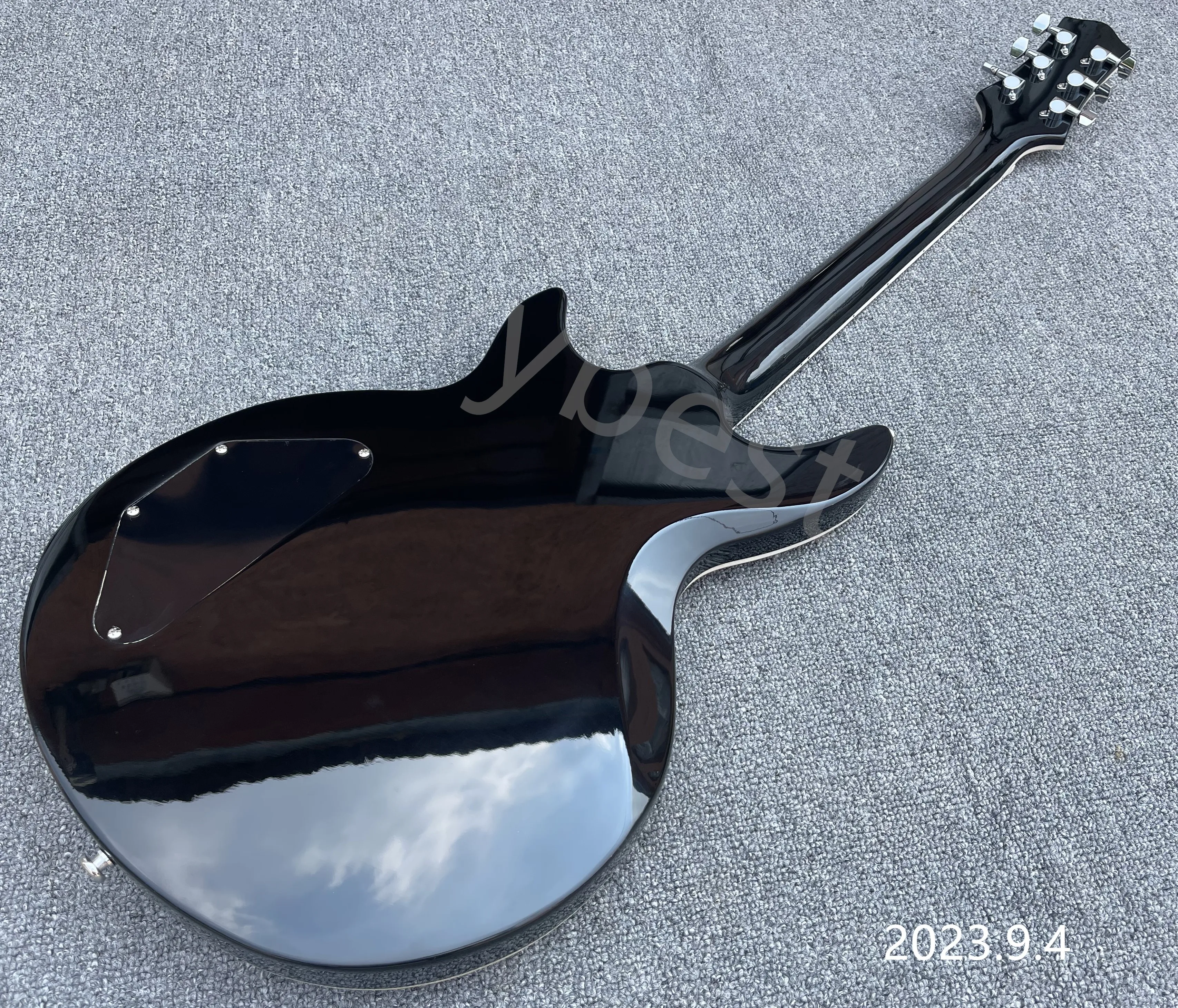 Electric Guitar Solid Black Chrome Parts Cream Open Pole