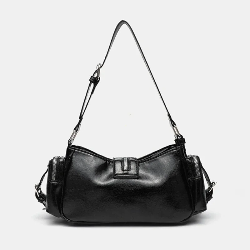 Women's Y2k Punk Vintage Shoulder Purse PU Leather Gothic Rivet Handbag Waist Bag Luxury Black Cross Body Bags with Spikes