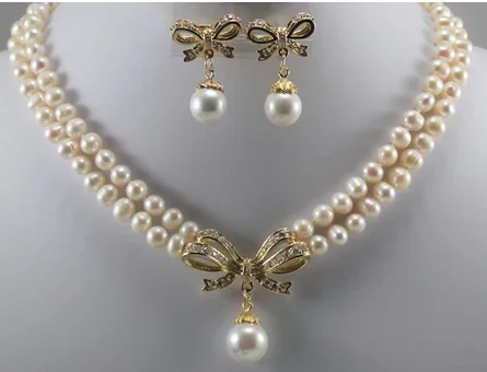 

Wholesale 2 Strands new Yellow Gold fine jewelry new Round Necklace Earring